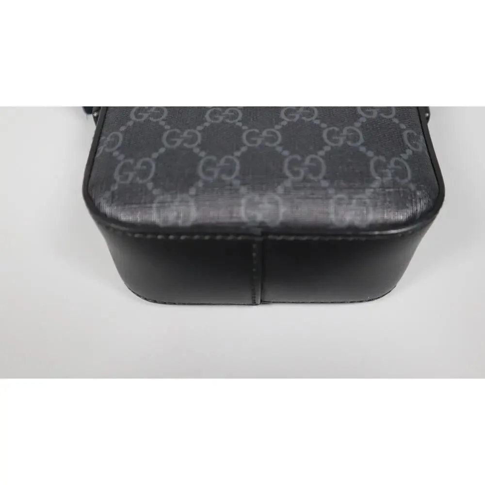 Gucci GG Supreme Crossbody Messenger Bag Unisex Small BLACK / GRAY CLEAN!